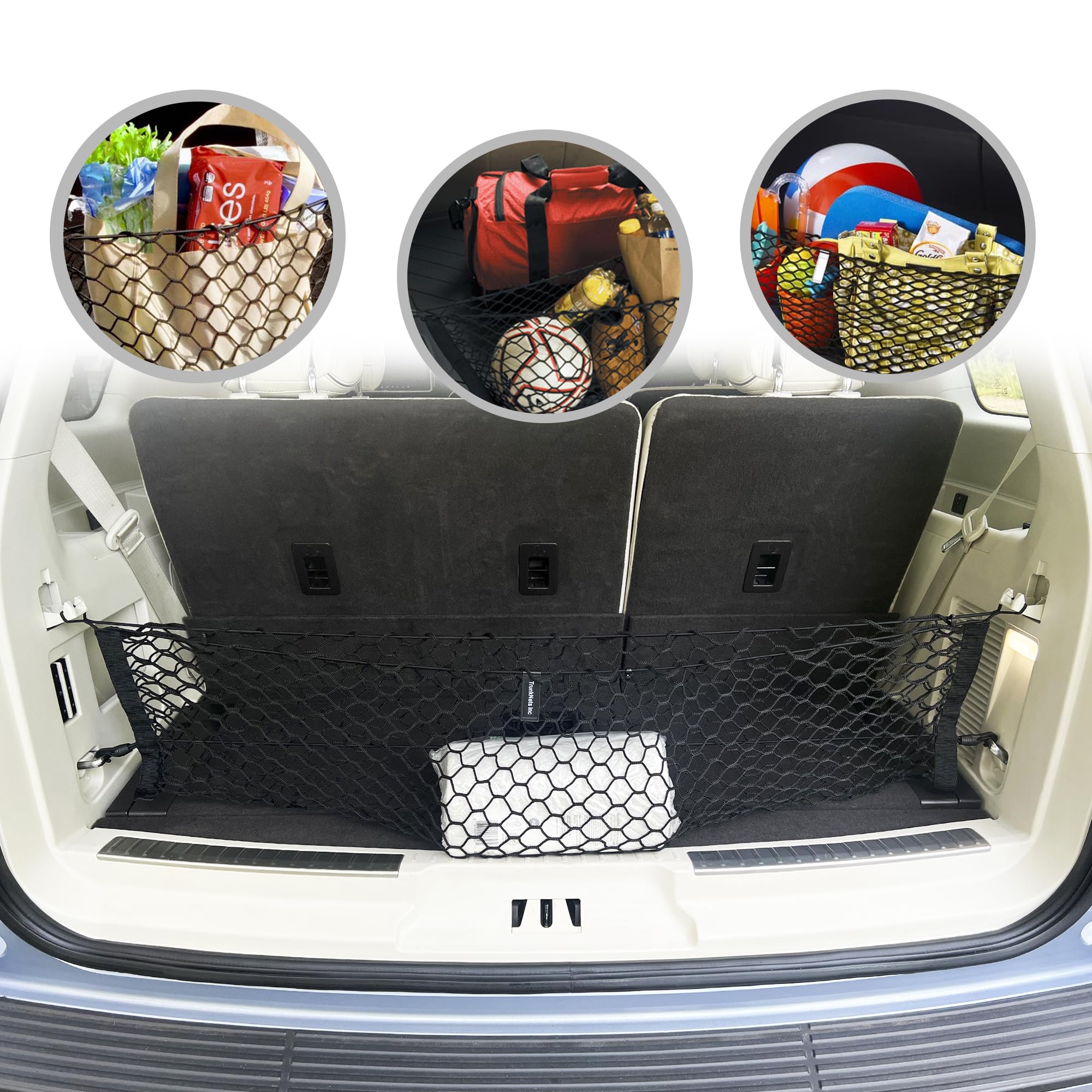 TN TrunkNets envelope-style trunk net installed in Lincoln Navigator for organized cargo.