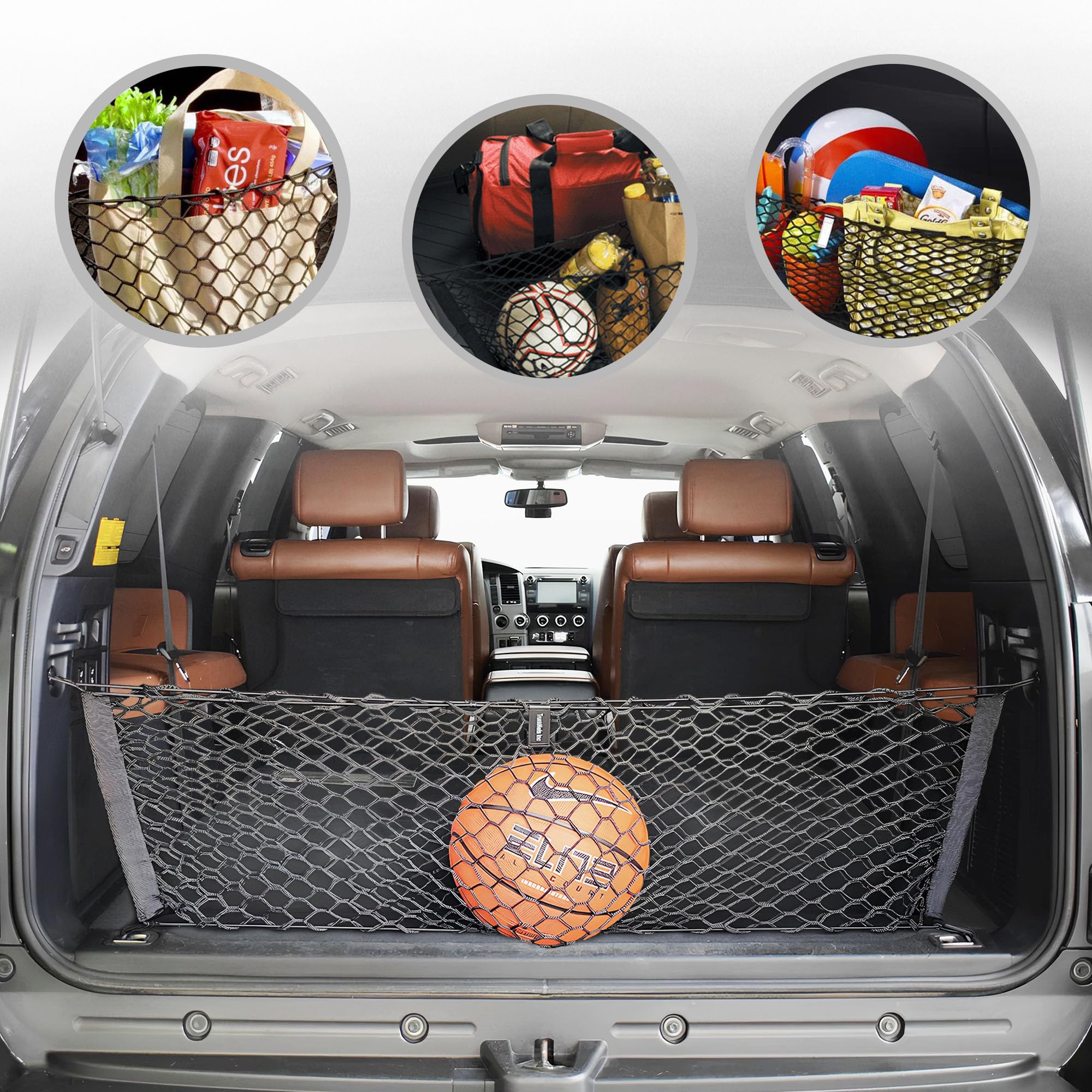 TN TrunkNets envelope-style trunk net securing cargo in a Toyota Sequoia