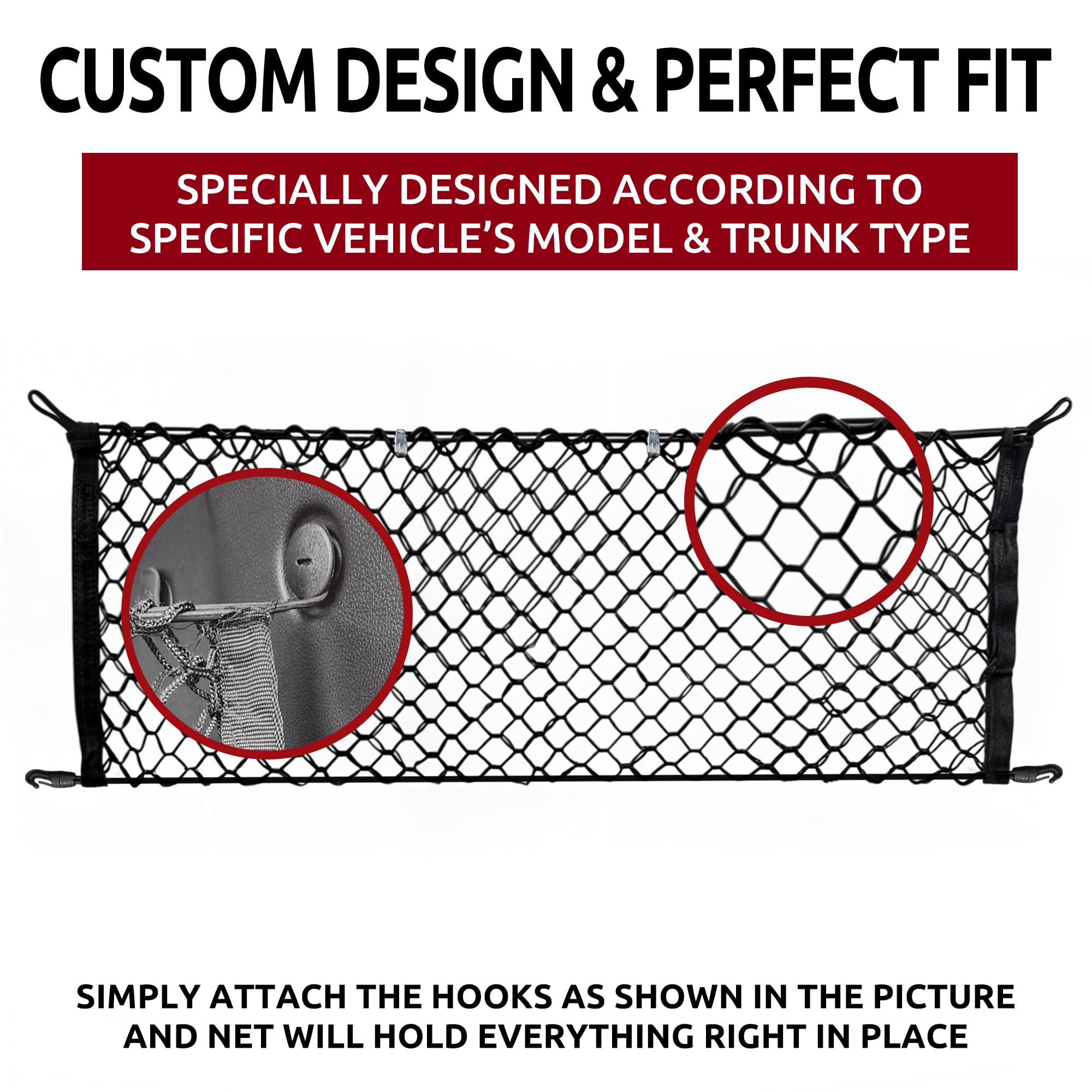 TN TrunkNets quick-install trunk net with upside-down hooks for fast setup