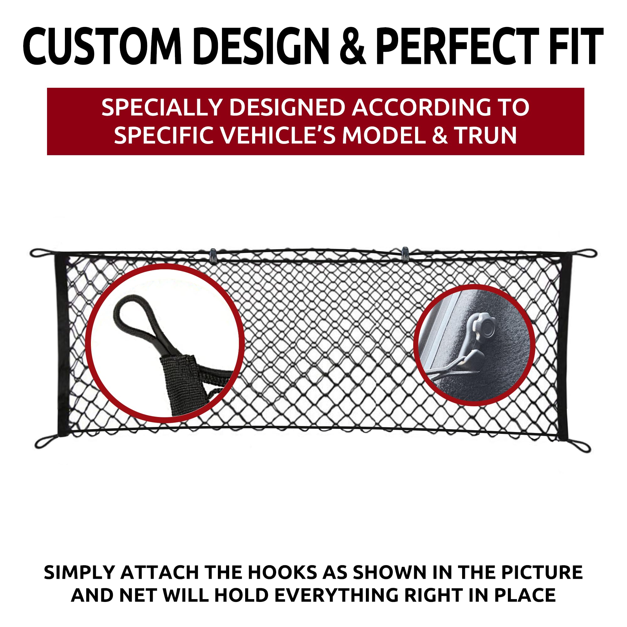 TN TrunkNets hammock design cargo net offers durable elastic storage
