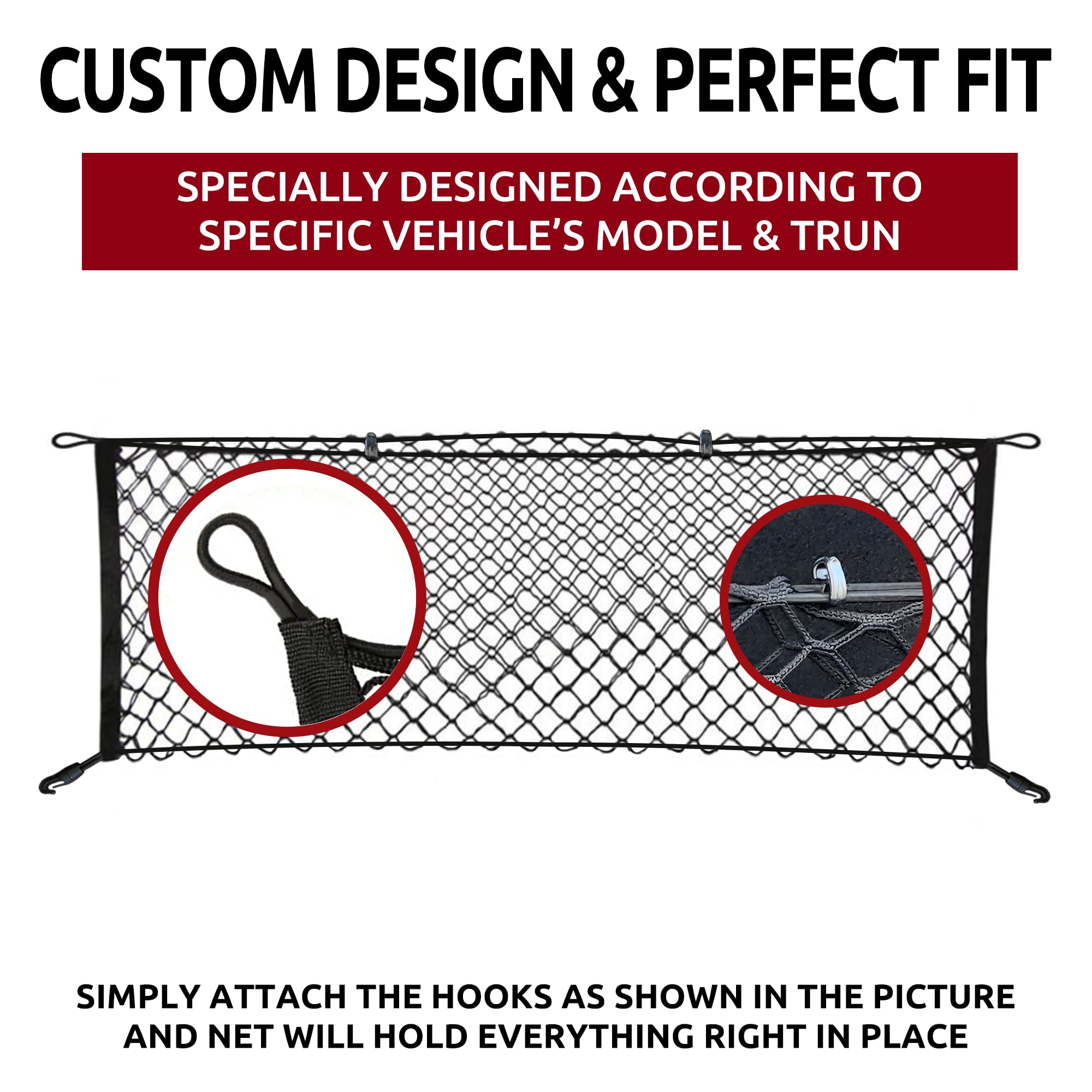 TN TrunkNets premium polypropylene fabric demonstrates durable, long-lasting trunk protection.