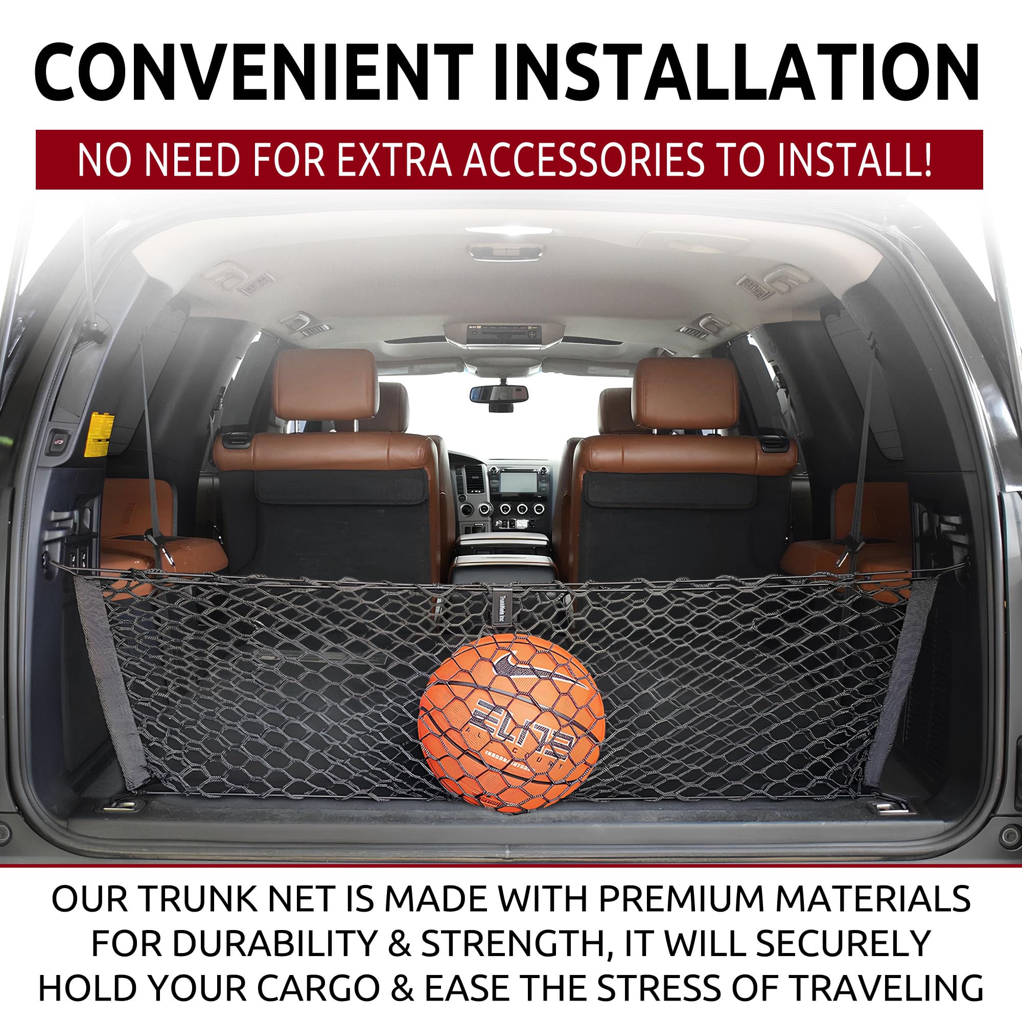 TN TrunkNets premium trunk organizer in a Sequoia trunk