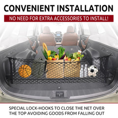 TN TrunkNets elastic trunk net prevents groceries from rolling during drive.