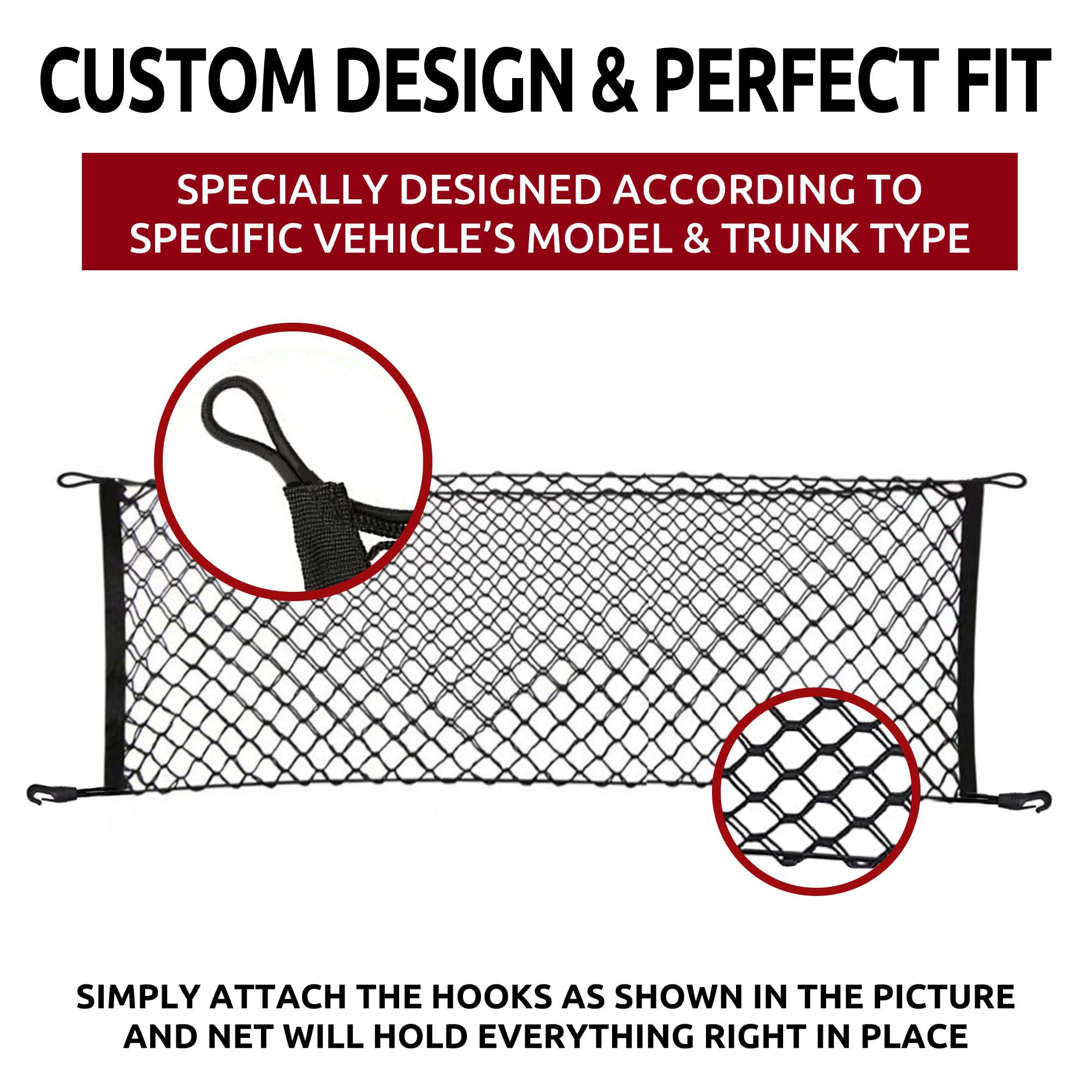 Durable polypropylene cargo net by TN TrunkNets for long-lasting trunk organization