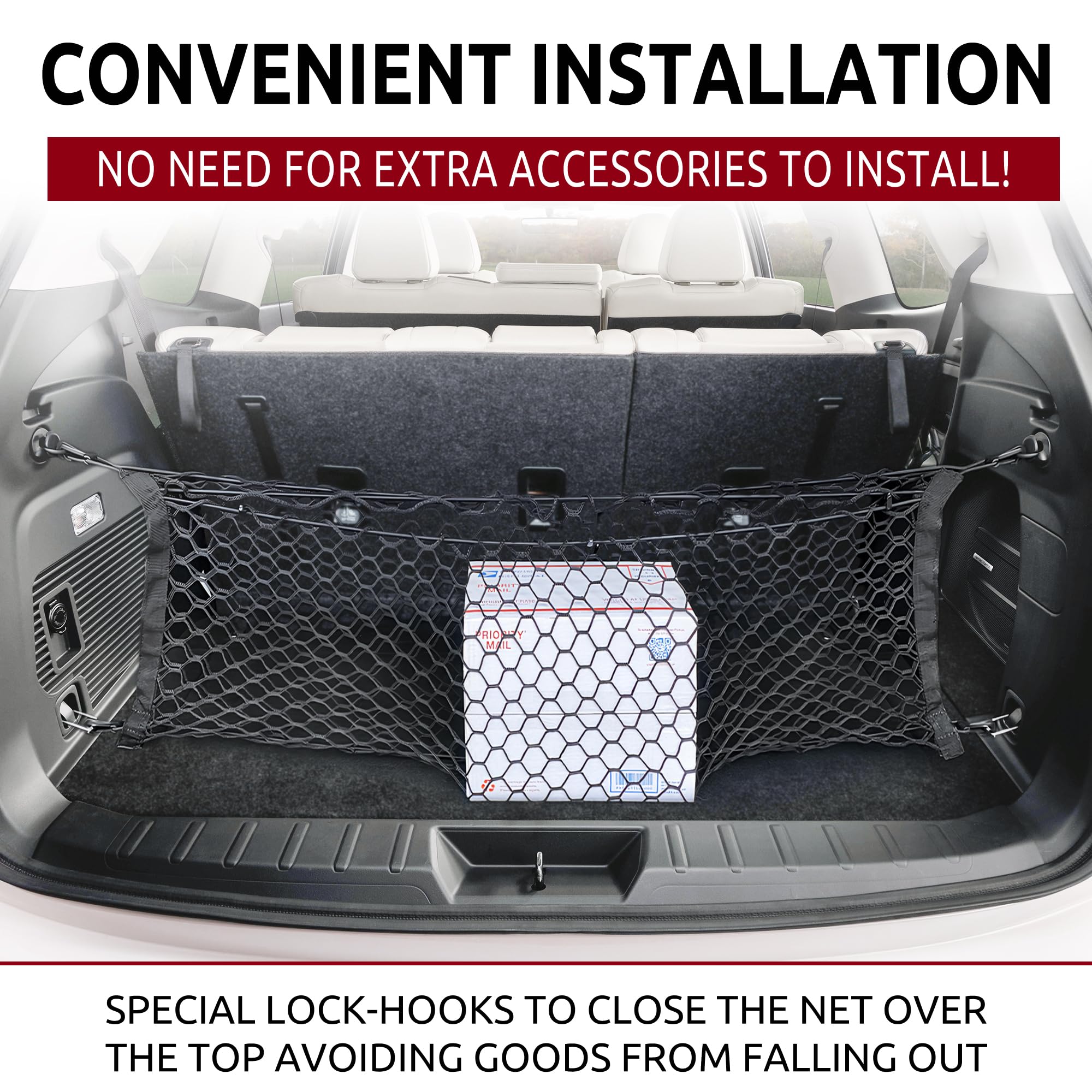 TN TrunkNets trunk net installation using upside-down hooks for quick setup