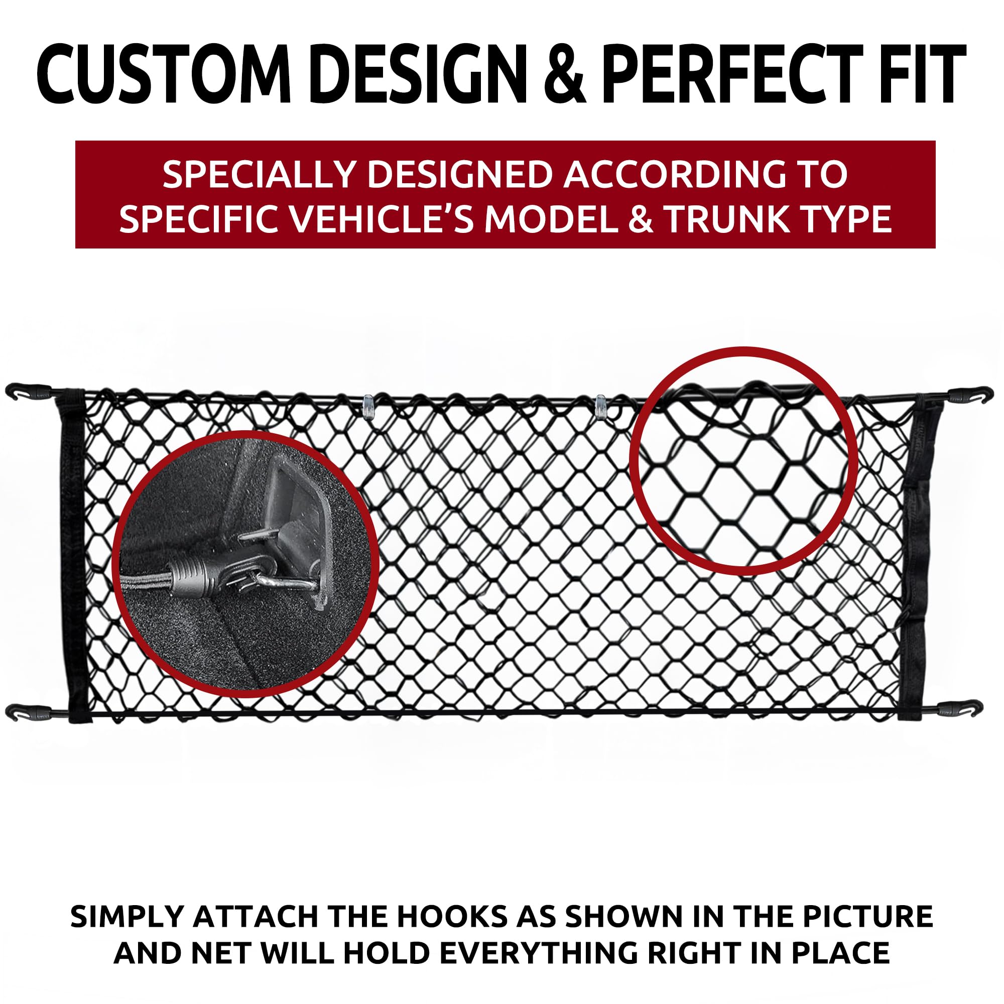 Volvo XC60 trunk mesh storing sports gear without sagging