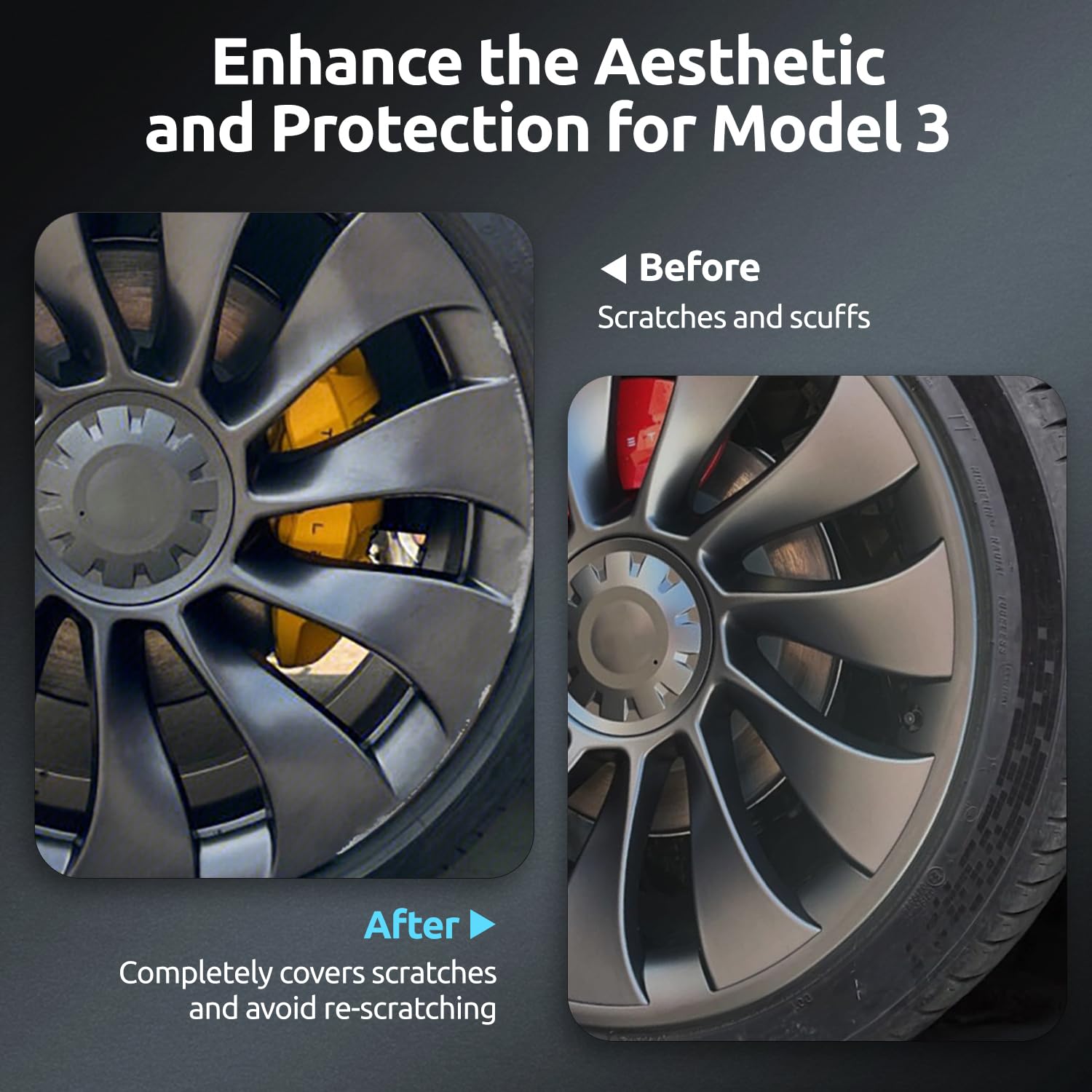 TNIRV hubcap integration with Model 3 wheels delivers a seamless, scratch-free finish.