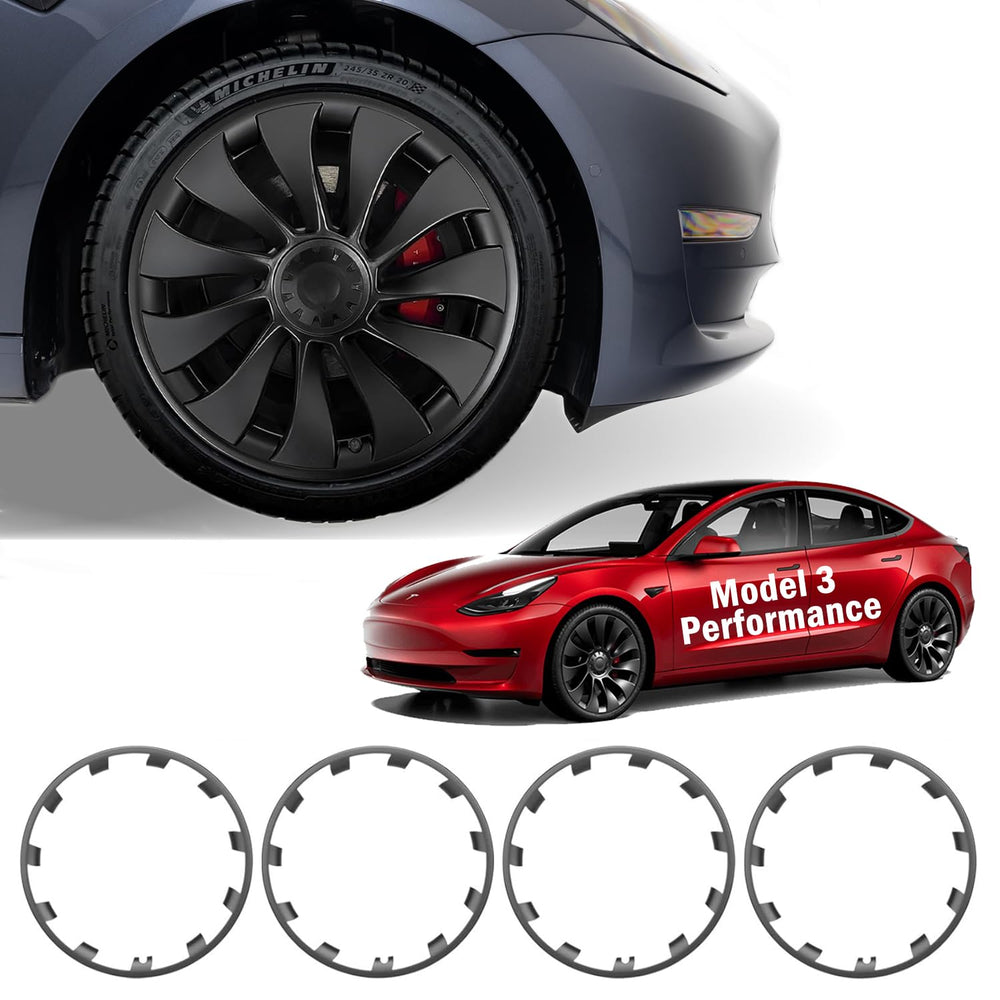 TNIRV rim protector for Tesla Model 3 20-inch Überturbine wheels protects wheel edges and enhances appearance.
