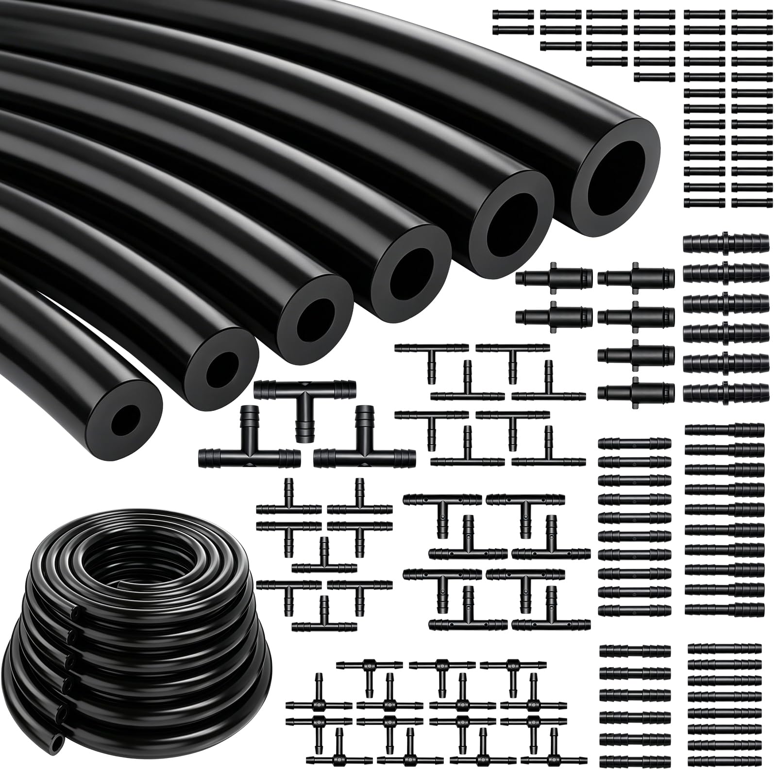 Tnisesm 134Pcs vacuum hose kit with six tubing sizes for flexible automotive maintenance