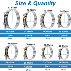 Tnisesm 304 stainless steel clamps close-up highlighting corrosion resistance and durable construction.