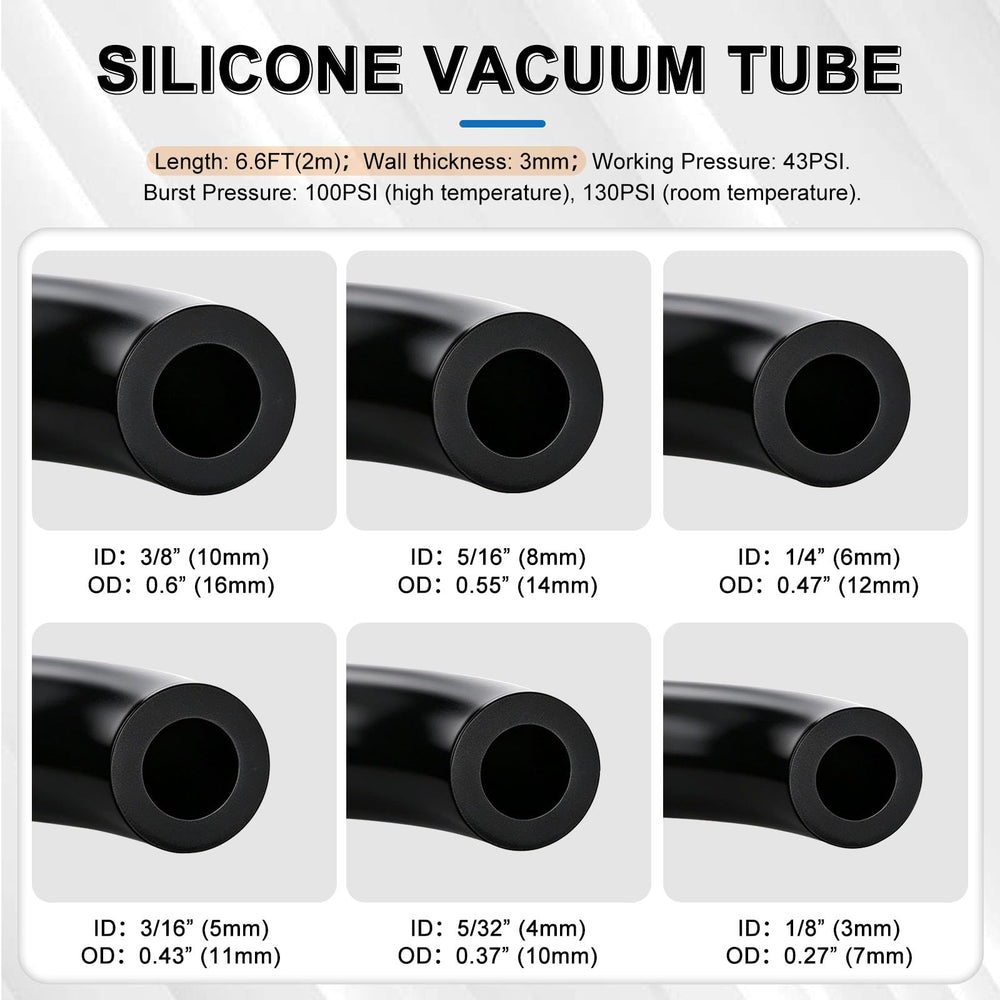 Tnisesm silicone vacuum tubing 3mm ID 7mm OD suitable for air and water