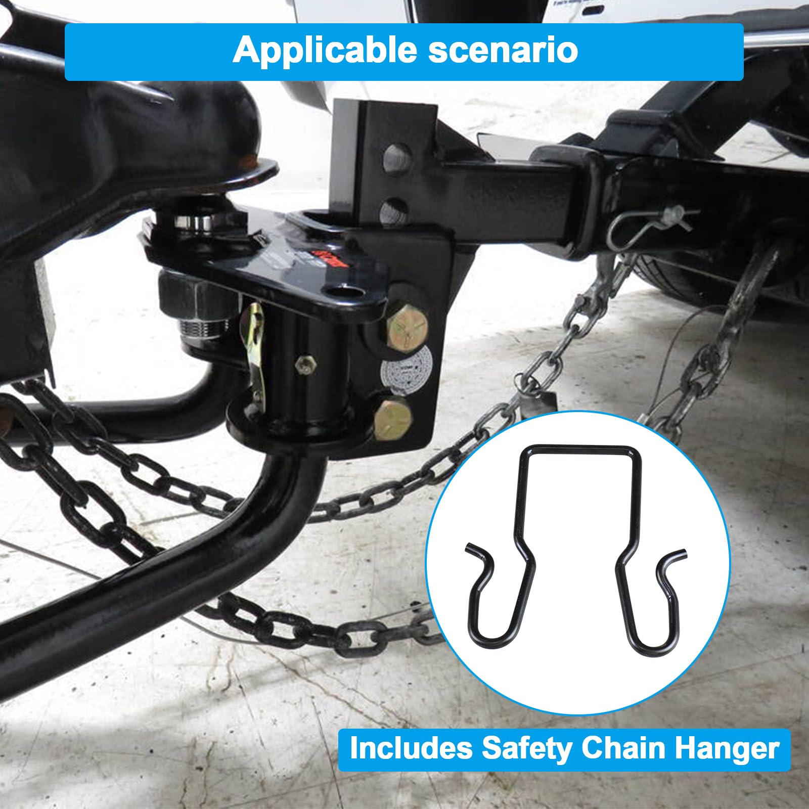 Chain hanger bracket included to prevent dragging and improve towing safety.