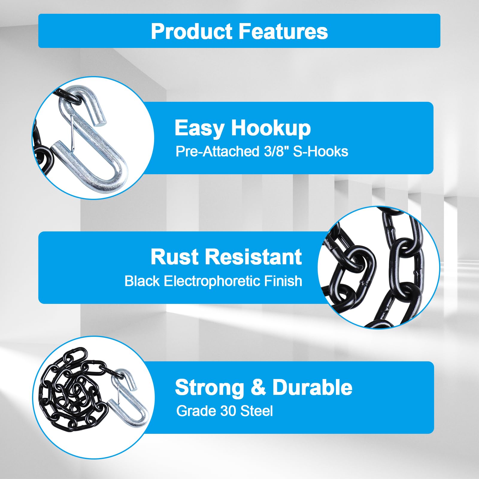 Grade 30 steel construction for strong towing performance.