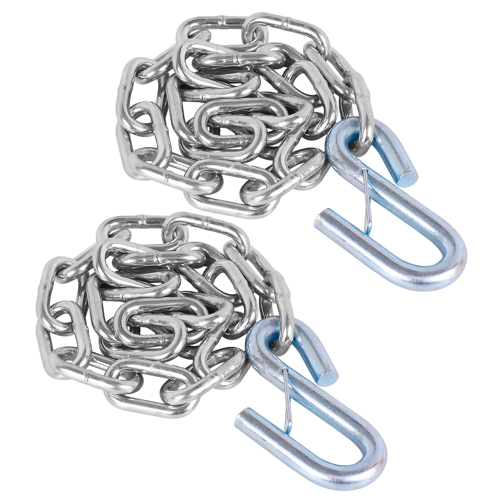 Tnyeobae trailer safety chain with 27-inch reach secures hitch on a small trailer.