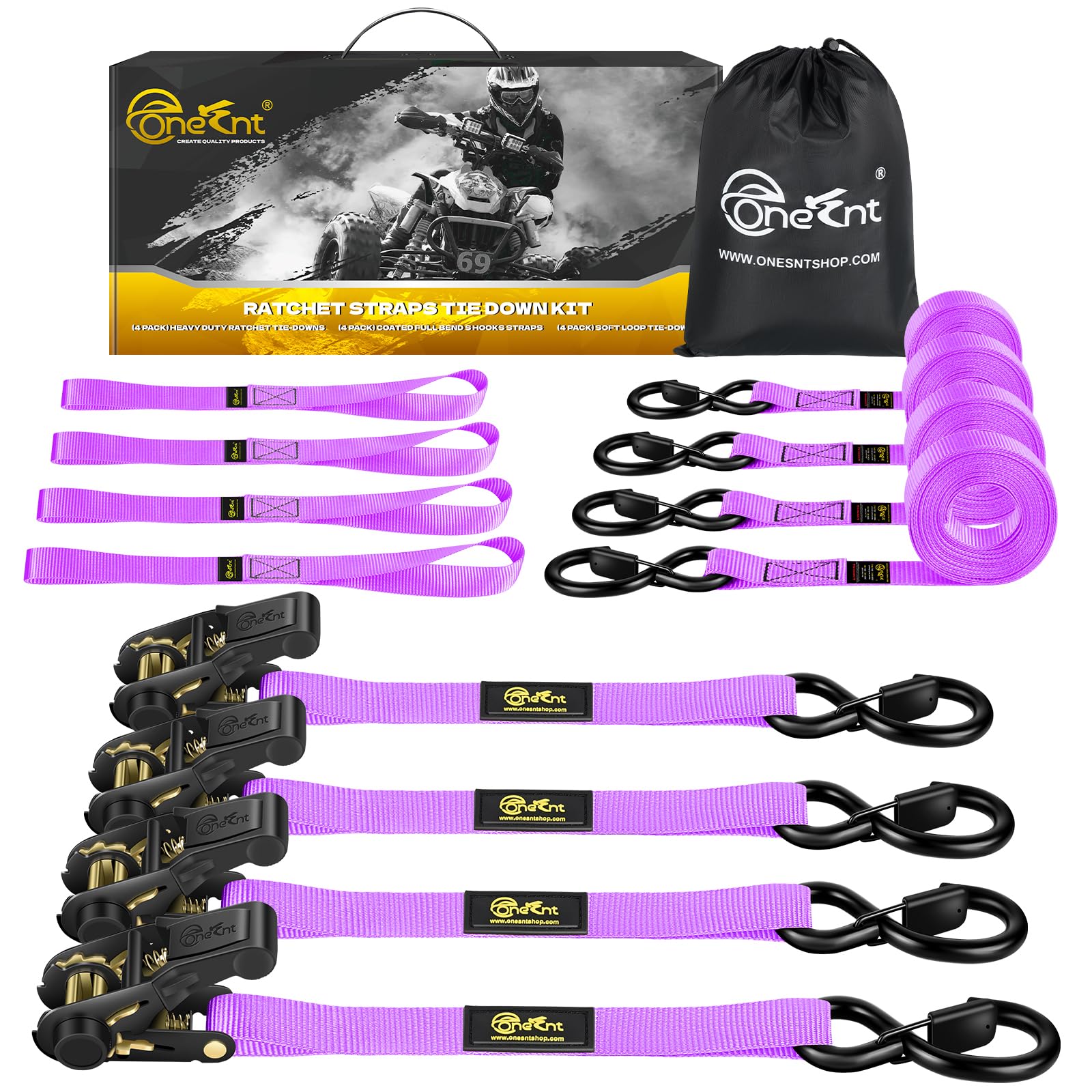 TOBUMO 4Pcs ratchet straps secure cargo during transit with strong webbing