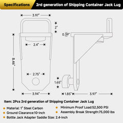 TOBUMO jack lug with durable black coating providing rust protection.