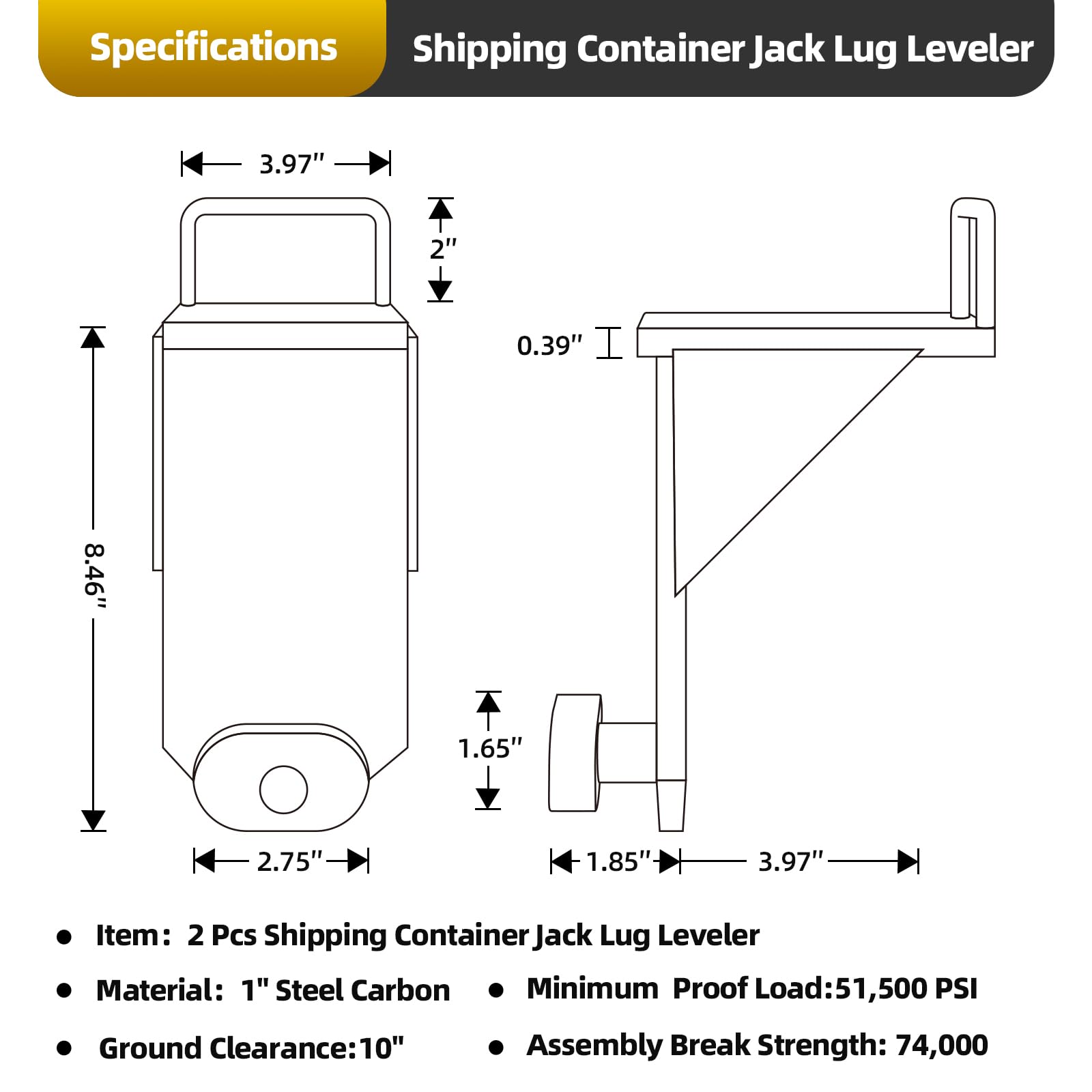 TOBUMO jack lug leveler side view emphasizes portability and comfortable grip.