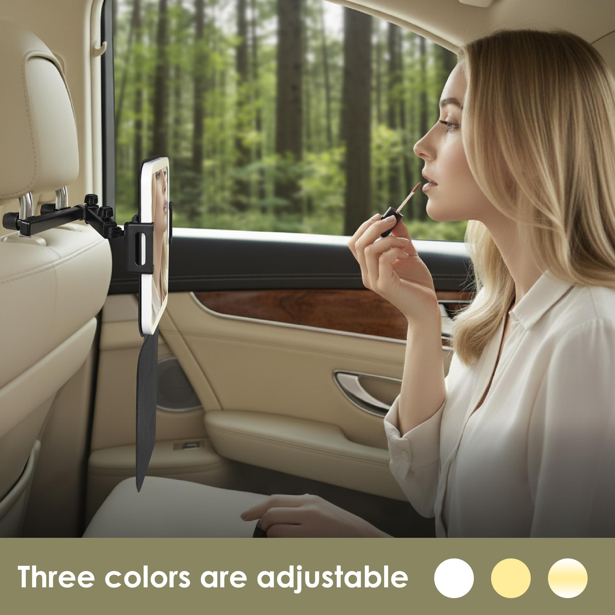 TOCCOOL headrest-mount mirror attaches securely for travel