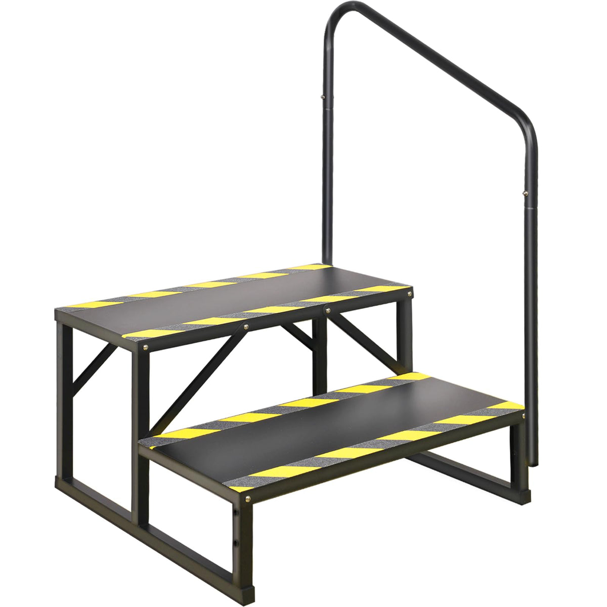 TOCRETOARE RV Steps with Handrail, side view, provides stable support for easy entry.
