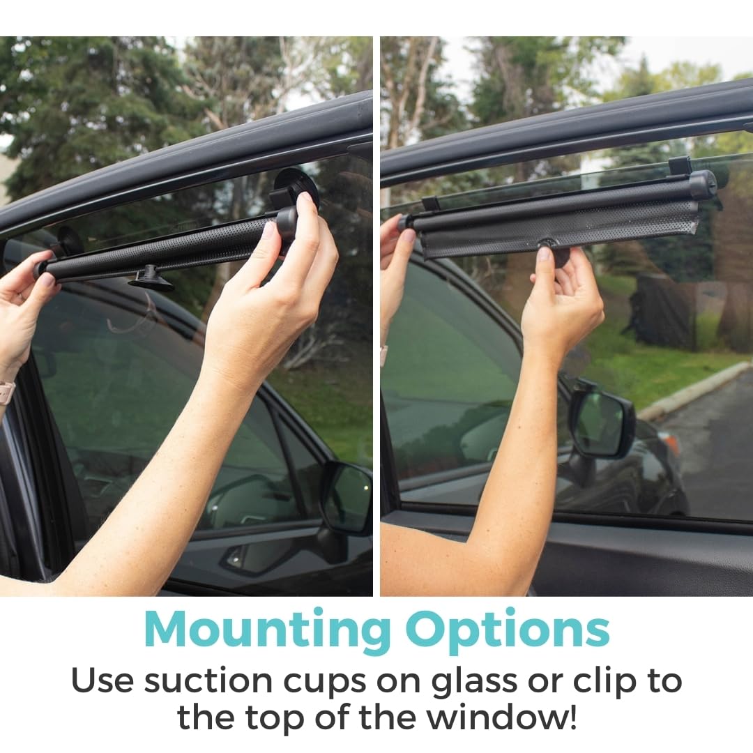 Toddleroo by North States clips and suction cups secure shade on various windows.
