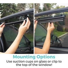 Toddleroo by North States clips and suction cups secure shade on various windows.