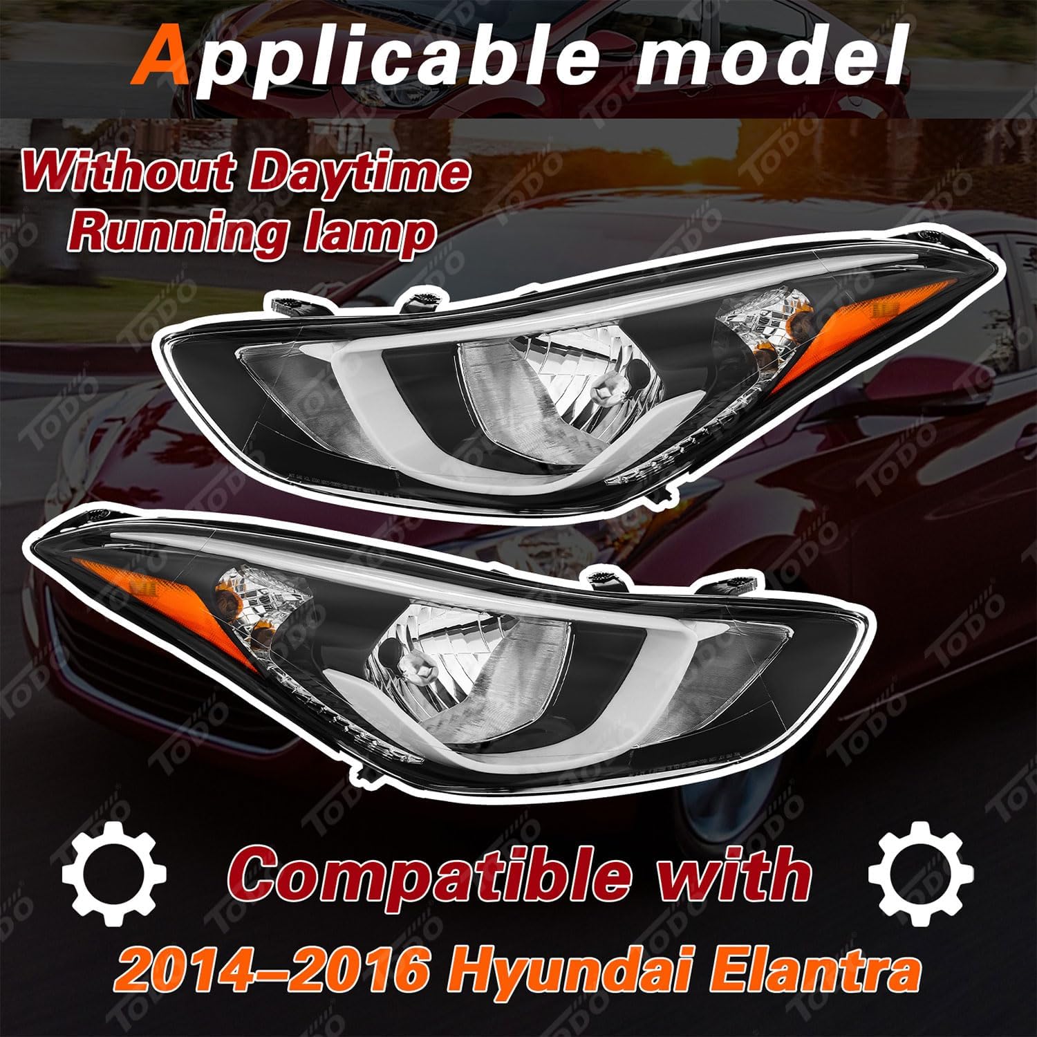 TODO Hyundai Elantra headlight assembly side view passenger shows precise fitment