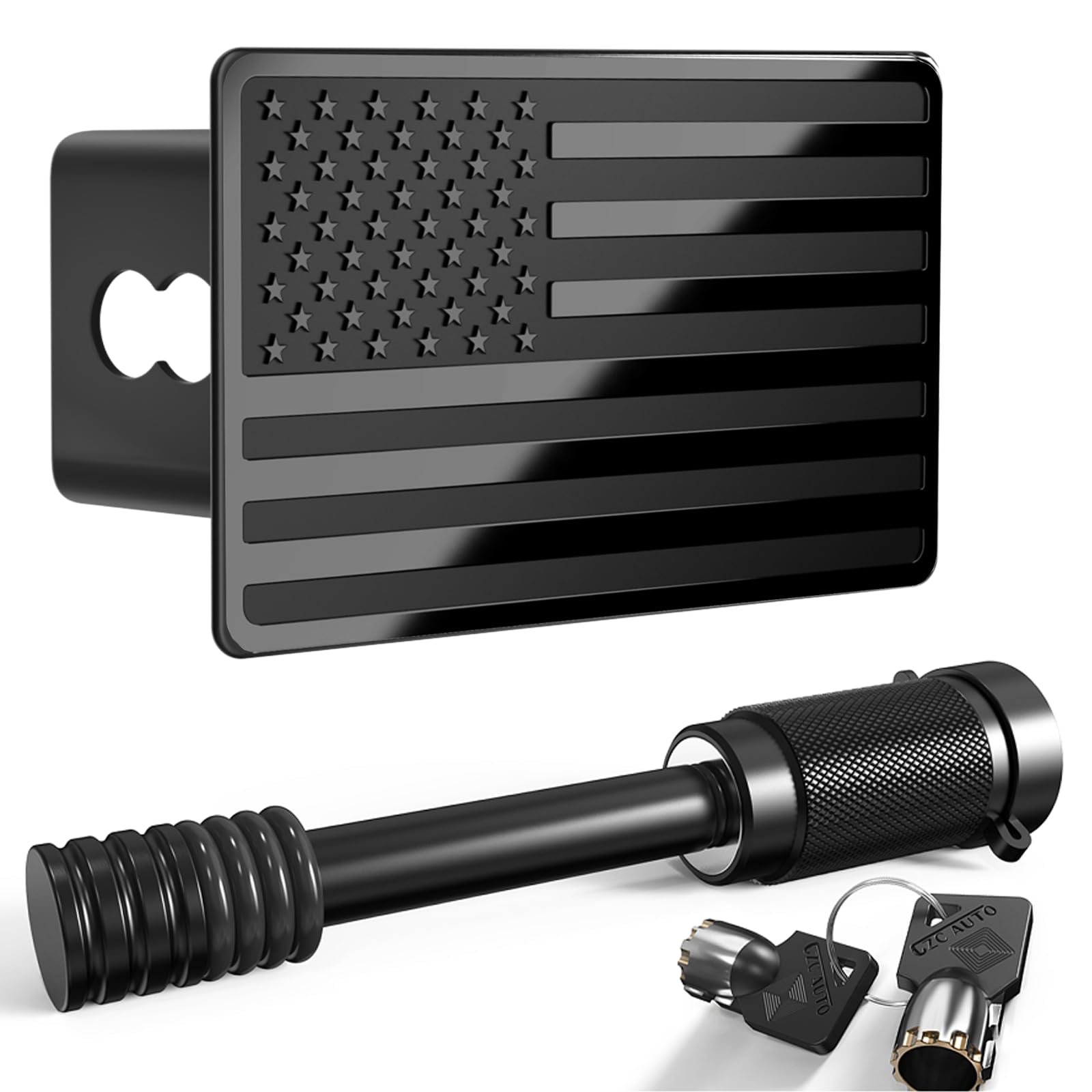 TOEASYTY american-flag-hitch-cover guards the 2.5-inch receiver while showcasing patriotic style
