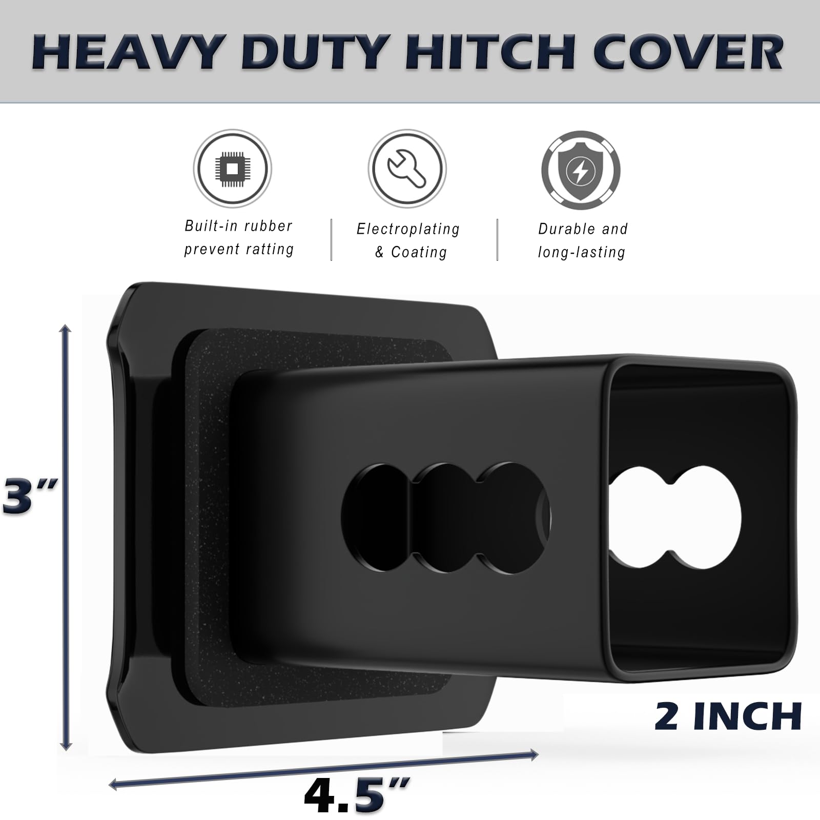 Electroplated finish on TOEASYTY ST Logo hitch cover resists wear.