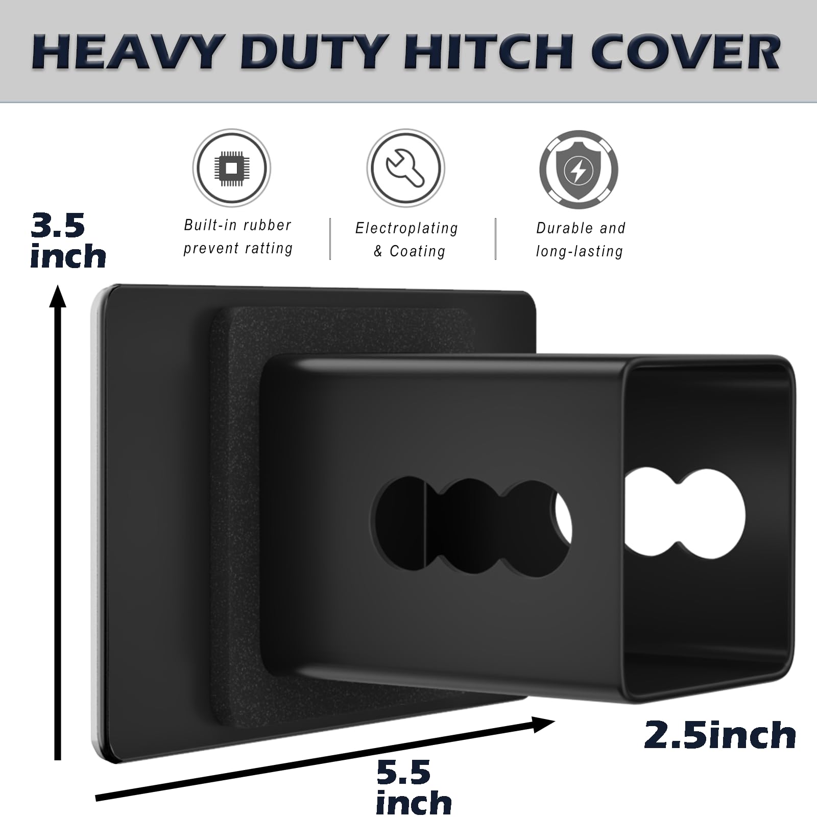 TOEASYTY stainless-steel-hitch-cover features durable construction for harsh weather conditions