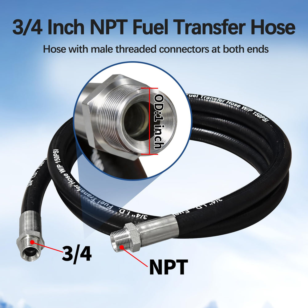 Togsher fuel transfer hose diesel-use scenario highlights versatile fuel compatibility.