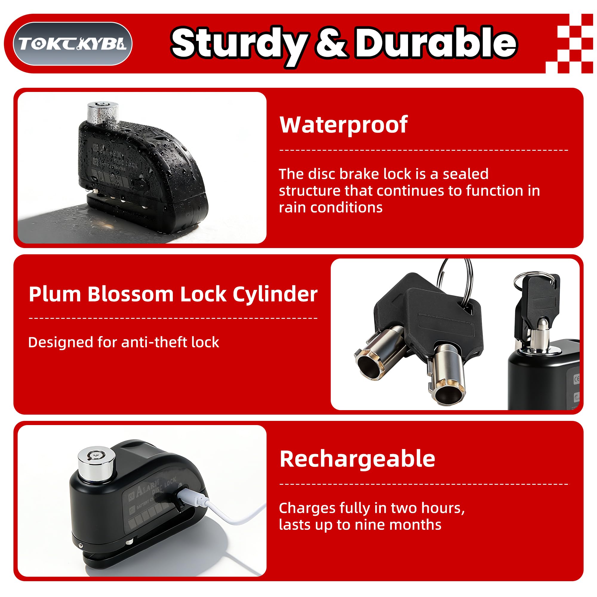 TOKCKYBL 5ft reminder cable and helmet lock secure gear.