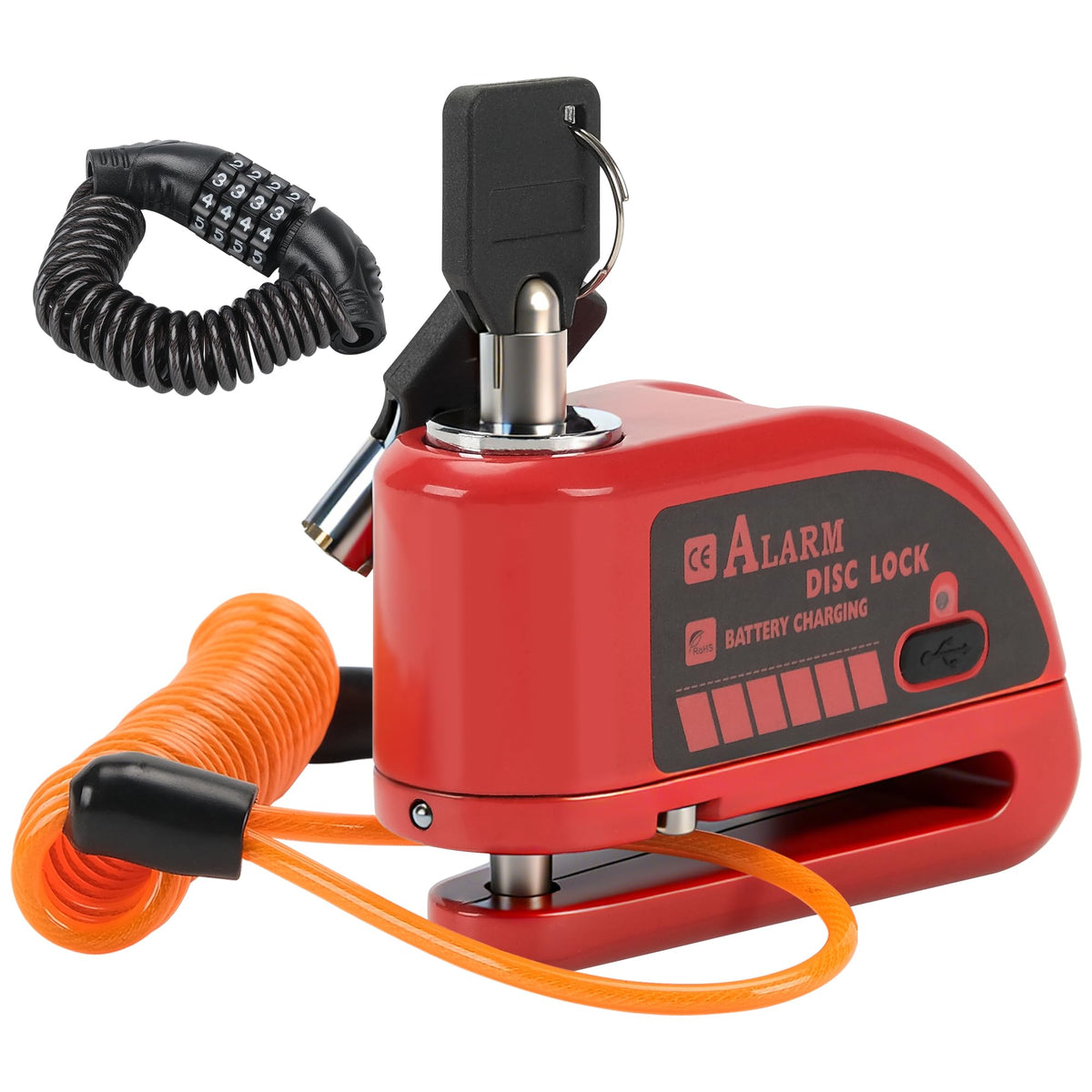 TOKCKYBL disc lock with 120dB alarm deters theft during parking.