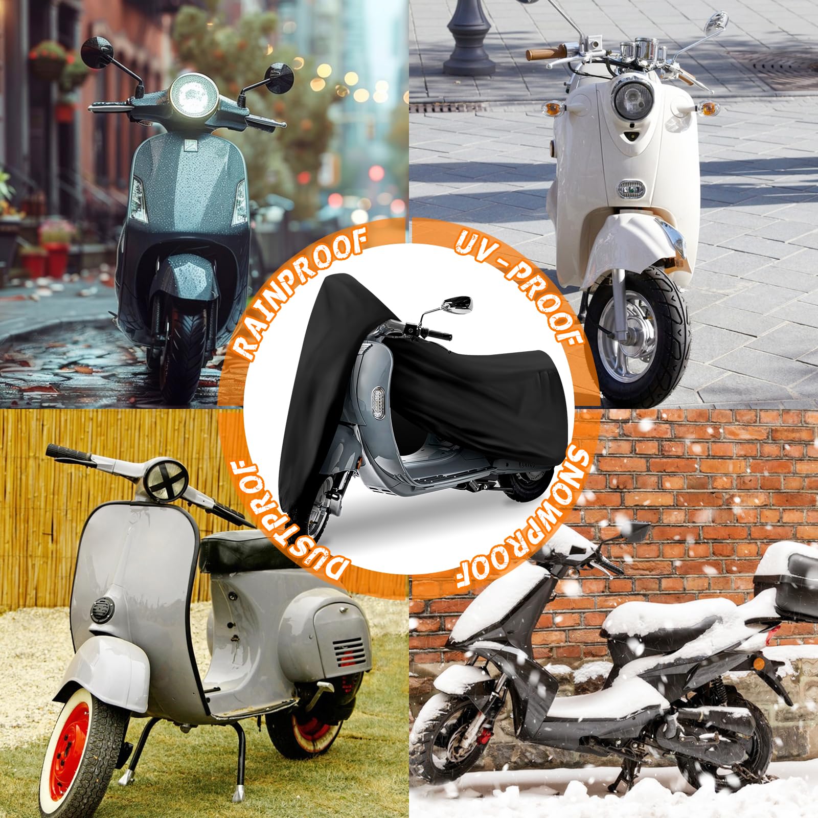 TOKEPT Scooter Cover in black offers outdoor protection and easy storage.