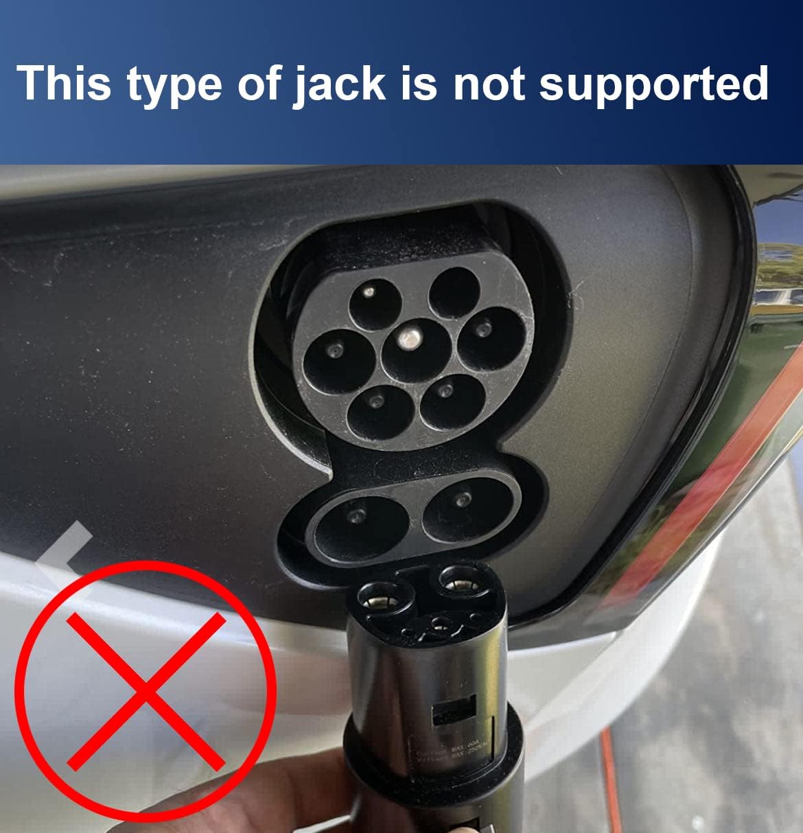 TOKREAL J1772 adapter in use with Tesla Model 3 showing extended charging options.