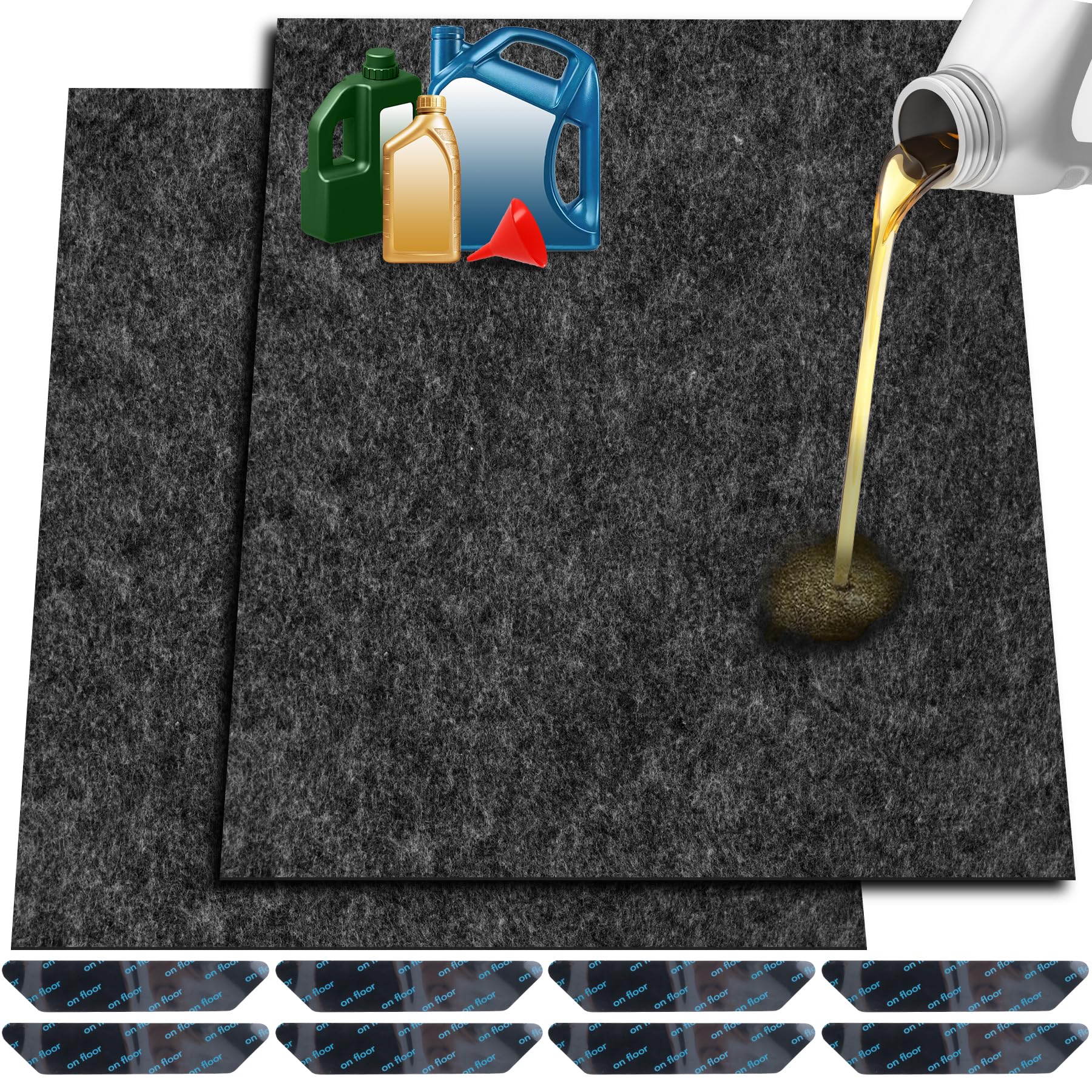 ToLanbbt 60x36 garage floor mat with absorbent surface protects concrete from oil spills