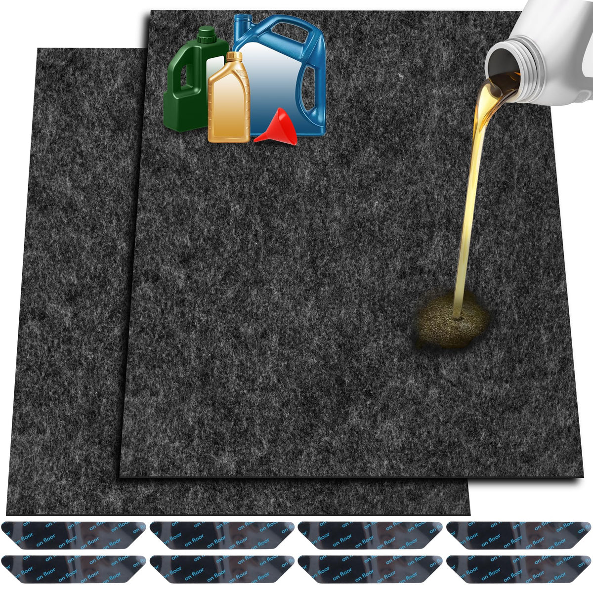 ToLanbbt 60x36 garage floor mat with absorbent surface protects concrete from oil spills