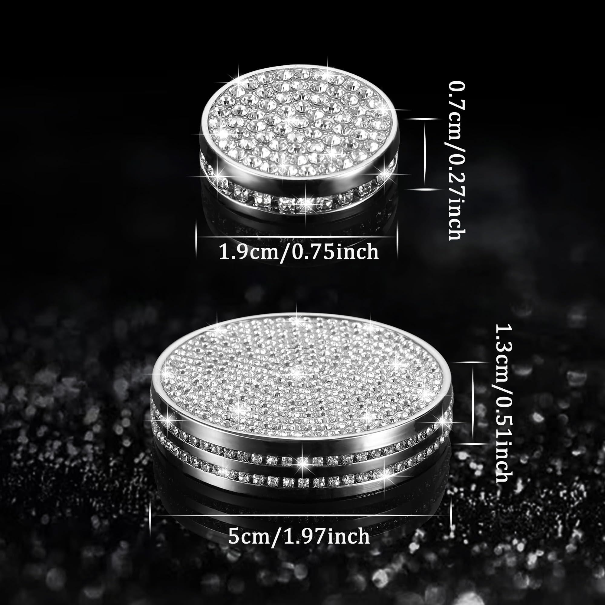 TOMALL crystal-diamond knob cover close-up demonstrates premium interior sparkle for XT4.