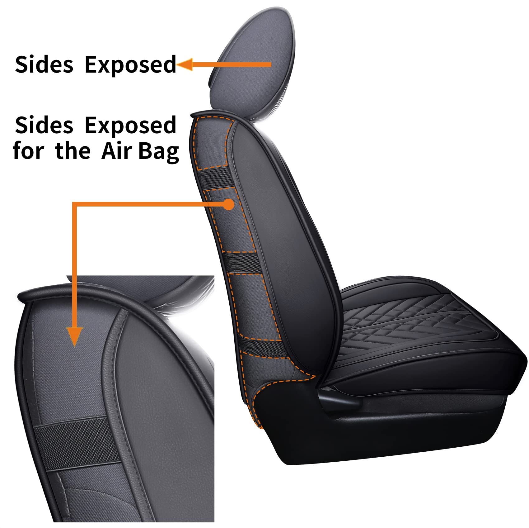 Tomatoman Tacoma airbag-safe front seat cover designed for safe deployment.