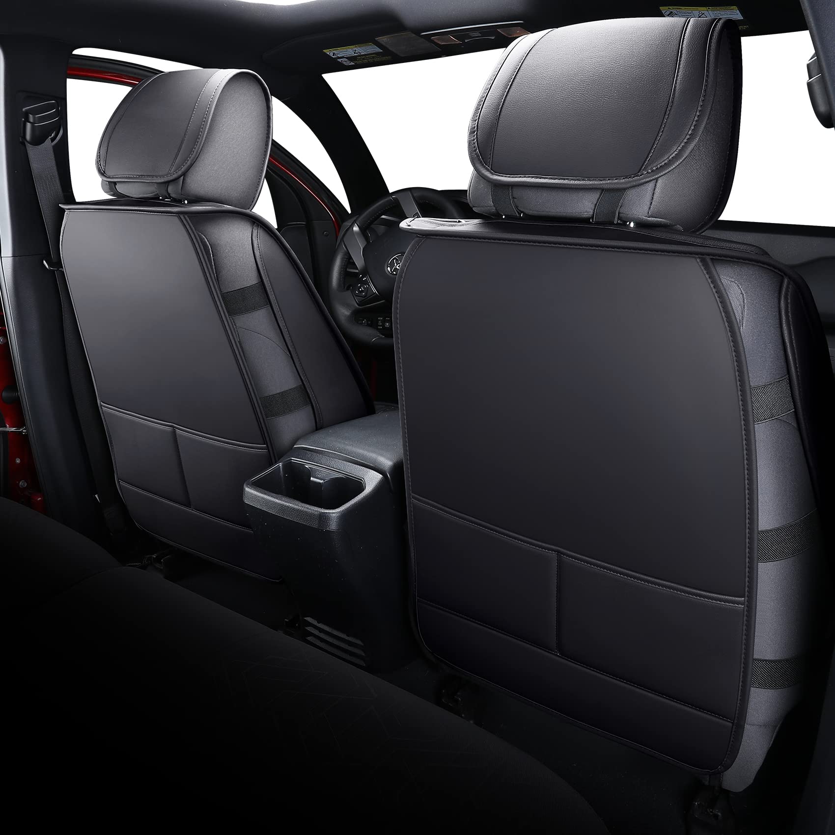 Tomatoman Tacoma front seat cover black pleated texture for stylish durability.