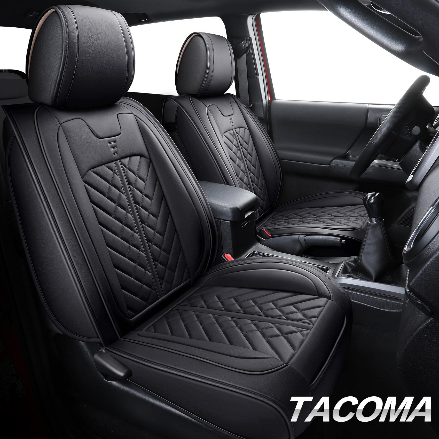 Tomatoman Tacoma front seat cover right installed for full protection.