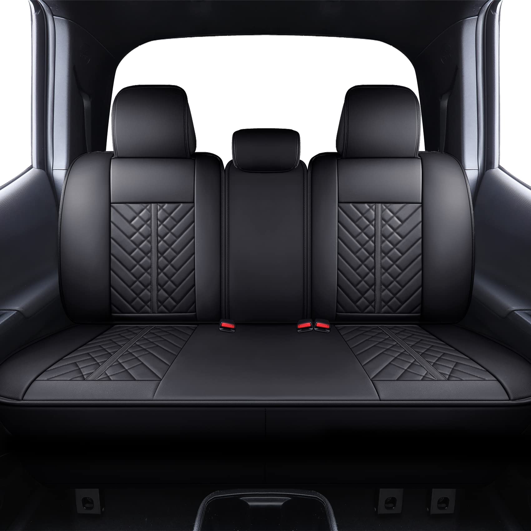 Tomatoman Tacoma seat covers back seat in black guard against wear on family adventures.