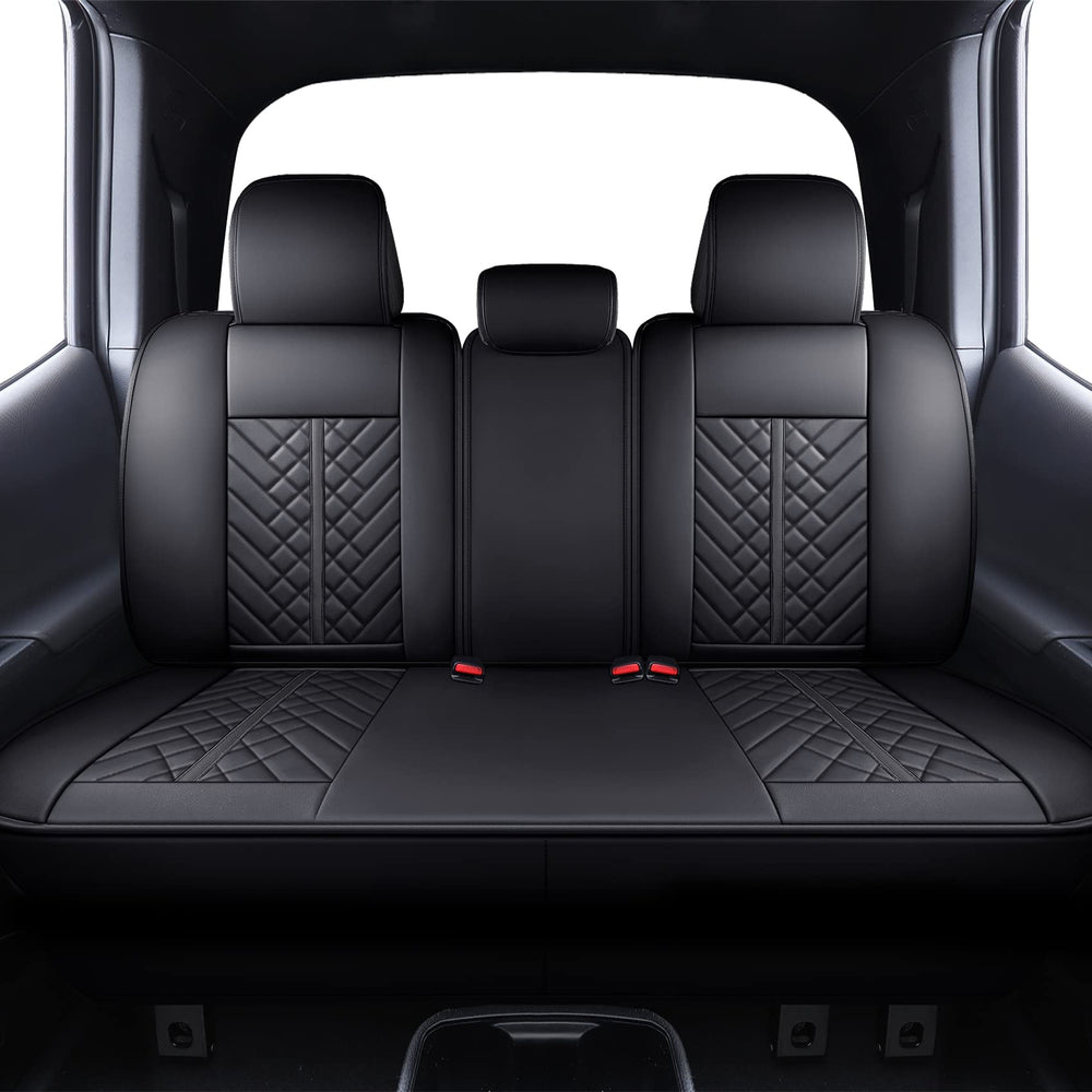 Tomatoman Tacoma seat covers back seat in black guard against wear on family adventures.