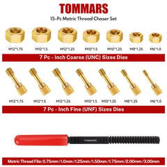 TOMMARS thread chaser M12-1.50 maintains correct pitch during repairs.