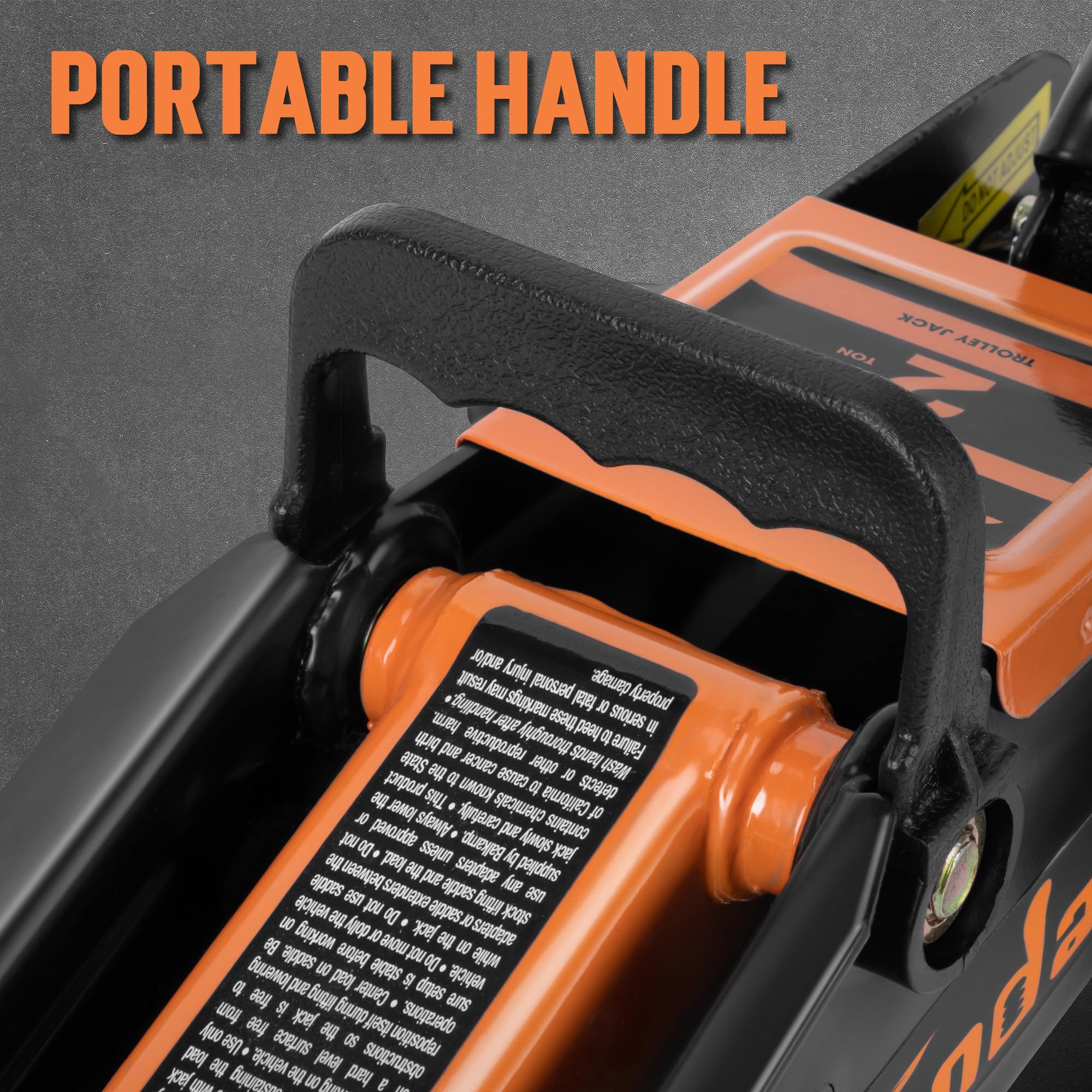 TONDA floor jack uses heavy-duty steel construction for durability