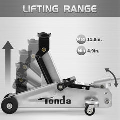 TONDA floor jack silver hydraulic-portable-design enables easy storage and transport.