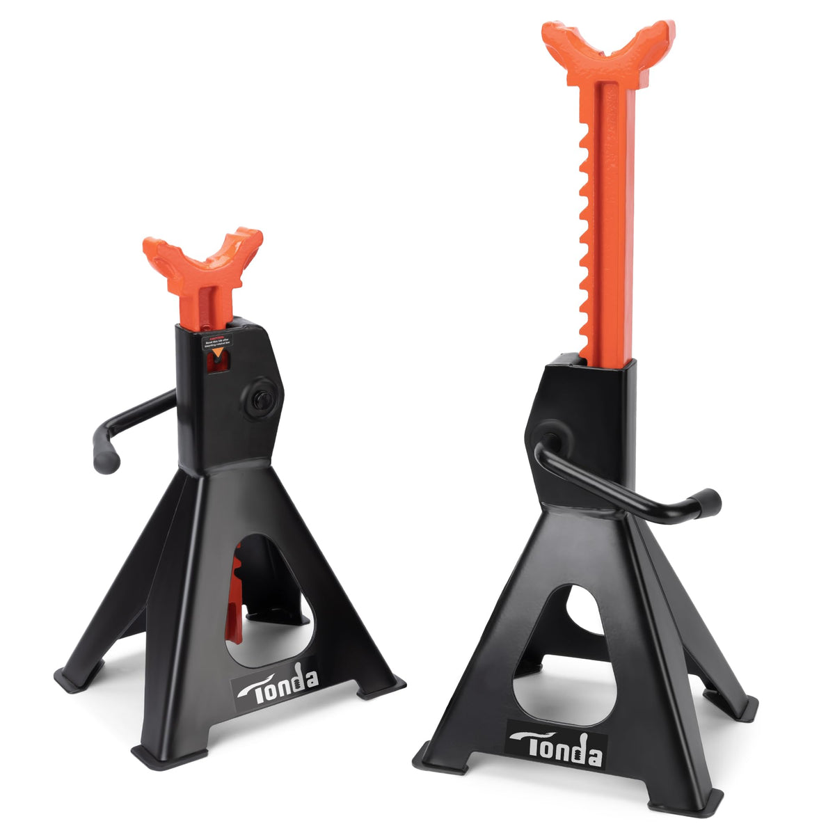 TONDA jack stands show the 13.39–21.06 inch lift range for SUVs.