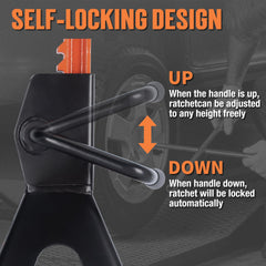 TONDA 3-ton jack stands built from carbon steel for durability.