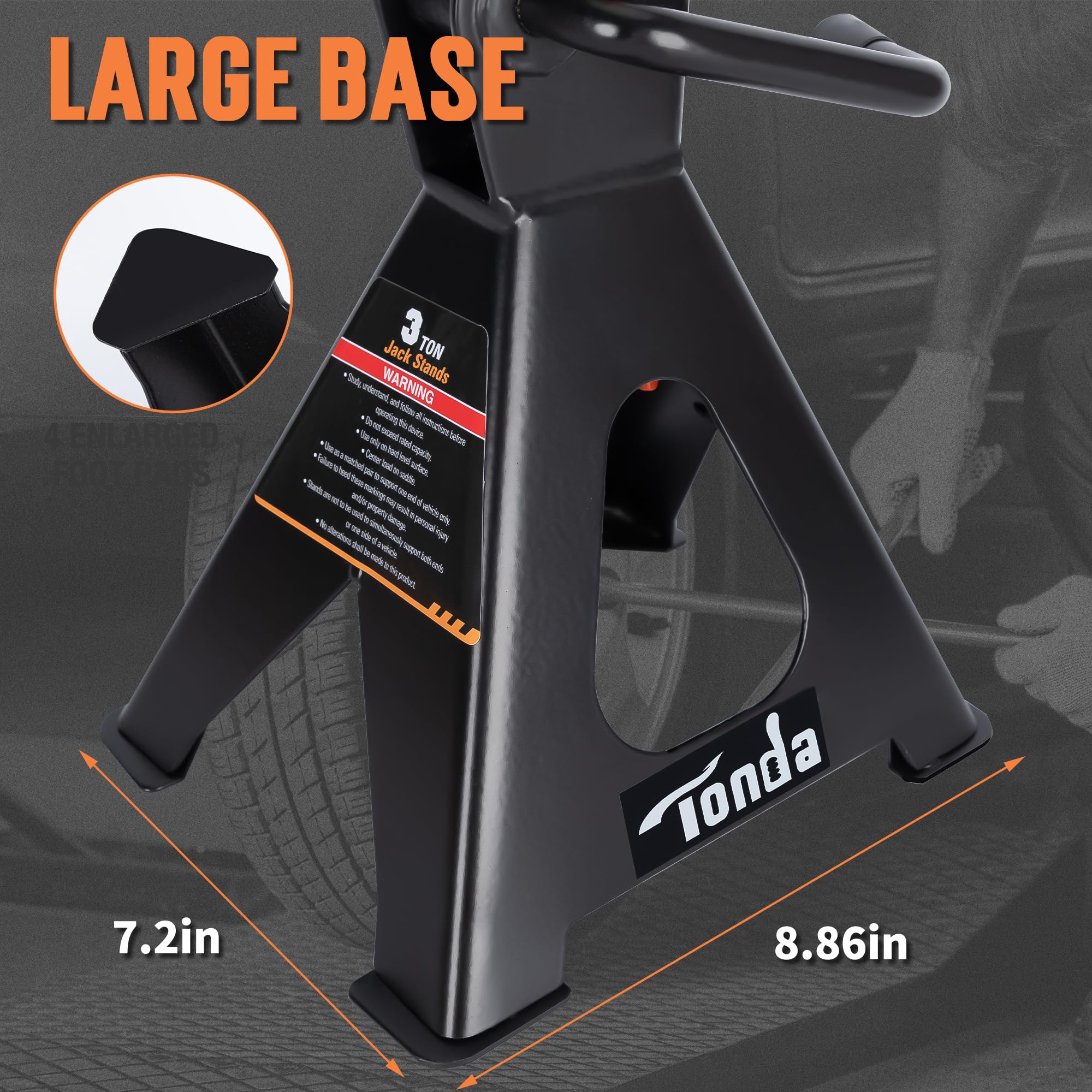 Rugged rust-proof coating protects the ratchet bar on TONDA stands.