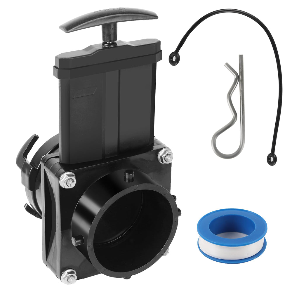 TonGass 3-inch RV waste valve body with handle for secure operation.
