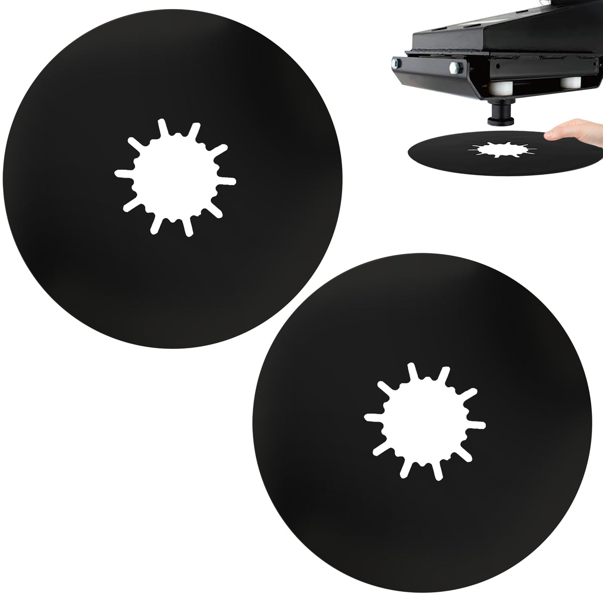 TonGass 5th wheel lube plate in black, 12-inch diameter, reduces towing friction.